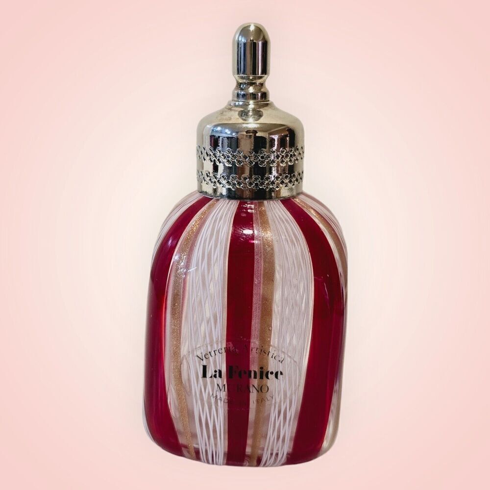 Vtg Murano Glass Perfume Bottle Vetreria Artistica‎ Collectible Red White Murano